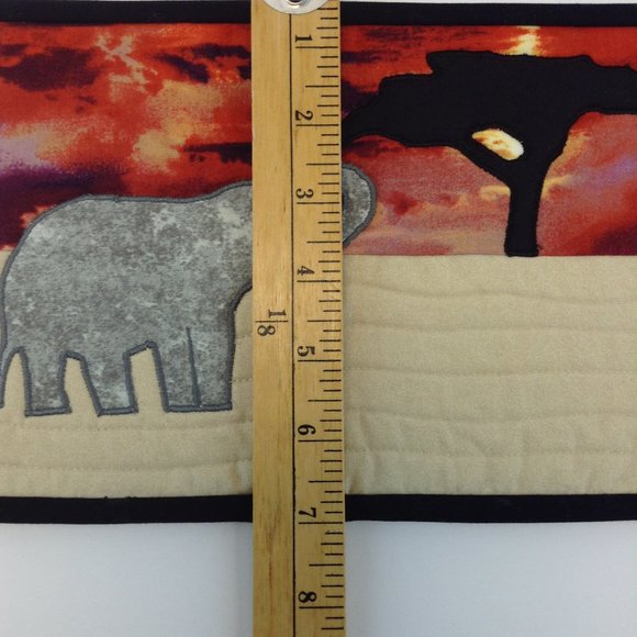 Quilted Mug Rug Lucky Trunk Up Elephant African Serengeti Snack Mats - Picture 7 of 8